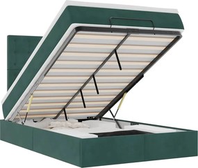 vidaXL Cadru de pat otoman cu saltele, catifea verde închis 120x200cm
