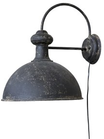 Aplica de perete din metal, finisaj negru antichizat, H42 cm, Factory