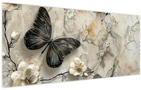 Tablou - Marmură de fundal cu fluturi (120x50 cm)