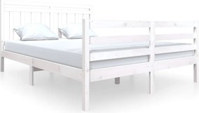 vidaXL Cadru de pat, alb, 160x200 cm, lemn masiv