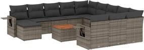 vidaXL Set mobilier de grădină cu perne, 13 piese, gri, poliratan