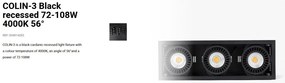 Spot LED incastrabil COLIN-3 Black recessed 72-108W 4000K 56°
