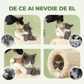 PawHut Stâlp de Zgâriat pentru Pisici în Formă de Oaie cu Nas Negru, Maro Deschis | Aosom Romania