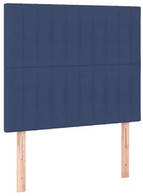 Pat box spring cu saltea, albastru, 100x200 cm, textil Albastru, 100 x 200 cm, Benzi verticale