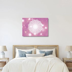 Tablou pe sticlă - Mandala pe fundal roz (70x50 cm)