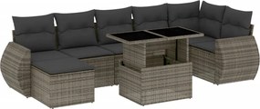 vidaXL Set canapele de grădină cu perne, 8 piese, gri, poliratan