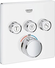 Baterie alba dus Grohe Grohtherm SmartControl termostatica cu 3 iesiri patrata