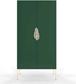 Dulap TV lemn masiv Merlin Personalizabilă Accesorii placate cu Aur, 80,1 × 40 × 160 cm - Alb