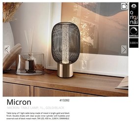 Veioza LED design modern Micron negru/auriu