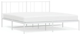 352535 vidaXL Cadru de pat metalic cu tăblie, alb, 193x203 cm