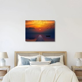 Tablou pe sticlă cu podul în apus de soare (70x50 cm)