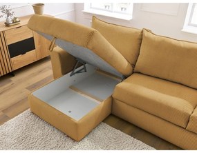 Colțar galben extensibil cu tapițerie din catifea reiată (cu colț variabil) Augustin – Bobochic Paris