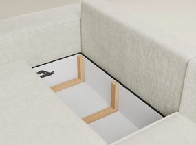 Colțar crem extensibil/cu spațiu de depozitare cu tapițerie din chenille (cu colț pe partea dreaptă/în formă de ”L”) Tonga – Maison de Rêve