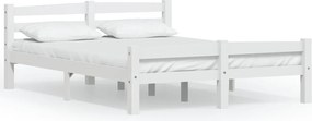 vidaXL Cadru de pat, alb, 140x200 cm, lemn de pin masiv