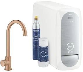 Grohe Blue Home Robinet de bucatarie cu sistem de filtrare, racire si acidulare, pipa C, cupru mat (brushed warm sunset)