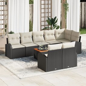 vidaXL Set canapele grădină 9 piese cu perne Negru Ratan Poliratan Acacia