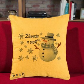 Perna Decorativa Zapada a Sosit Om de Zapada, 40x40 cm, Galben, Husa Detasabila, Perna Inclusa, BEKZ®