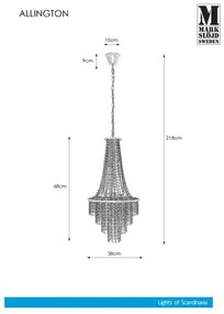 Lustră de cristal pe cablu Markslöjd 108125 ALLINGTON 3xE14/25W/230V