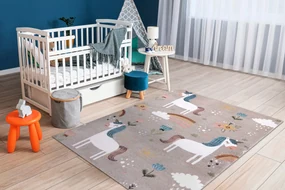 Covor FUN Sweety pentru copii, unicorn, curcubeu bej