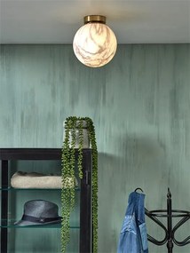 Plafoniera din sticla cu aspect de marmura Carrara 28cm