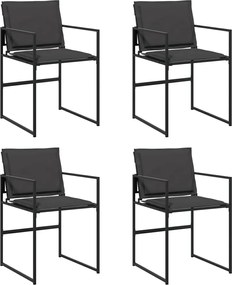 vidaXL Scaune de grădină cu perne, 4 buc., negru, oțel și textilenă