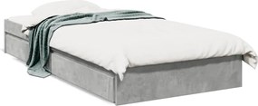 vidaXL Cadru de pat cu sertare, gri beton, 100x200 cm, lemn prelucrat