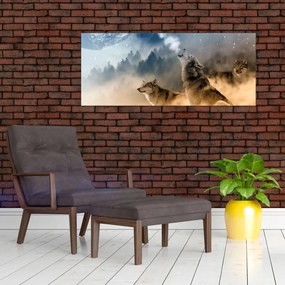 Tablou - lupii urlând la lună (120x50 cm)