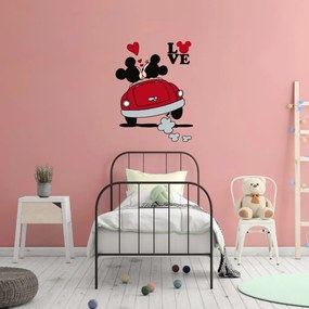 Autocolant de perete "Mickey și Minnie în mașină”