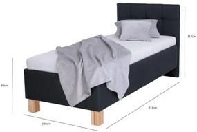 Pat tapițat cu spațiu de depozitare MARIA ONE 90x200 cm, fără saltea, antracit