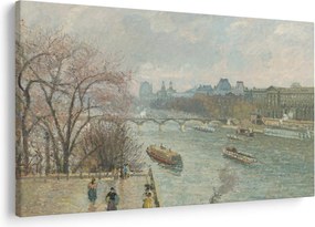 Tablou - Camille Pissarro, The Louvre, Afternoon, Rainy Weather, reproducere (90x60 cm)