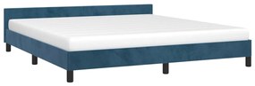 Cadru de pat cu tablie, albastru inchis, 180x200 cm, catifea Albastru, 180 x 200 cm