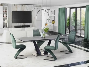 Masă de sufragerie extensibilă 160-220 cm Fredda (negru + gri) (pentru 6 8 persoane). Promo -6%. 1048853