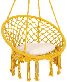 Scaun balansoar de grădină suspendabil 80x60cm de culoarea mierii cu pernă