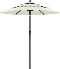 vidaXL Umbrelă de grădină cu 3 niveluri, stâlp aluminiu, nisipiu, 2 m