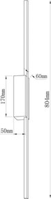 Aplică de perete LED AISHA, 12 W, 230 V, 4000 K, 80 cm, negru