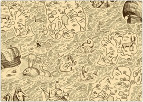 Tablou - Harta de epocă, ilustrații (70x50 cm)