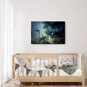Tablou - Libelula în noaptea strălucitoare (90x60 cm)