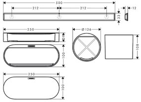 Set accesorii de baie, Hansgrohe, WallStoris, cu bara de suport, negru mat