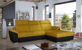 Canapea tapitata, extensibila, cu spatiu pentru depozitare, 272x100x216 cm, Trevisco R02, Eltap (Culoare: Galben auriu / Gri inchis piele)