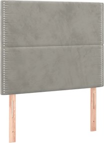 vidaXL Tăblie de pat gri deschis 100x5x118/128 cm catifea