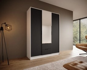 Dulap cu trei usi si oglinda, Norel, ADRK Furniture (Culoare: Alb, Dimensiuni: 150x200 cm)