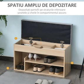 Banca din lemn pentru pantofi, 80x30x48cm HOMCOM | Aosom Romania