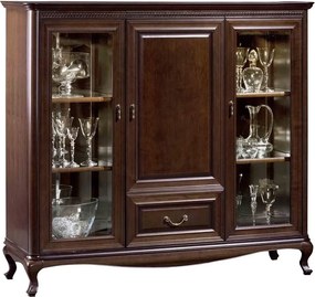 Bufet lemn masiv nuc Vanessa /Crem, 148 × 45 × 133 cm