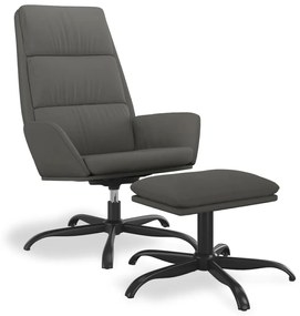 3097898 vidaXL Scaun de relaxare cu taburet, gri închis, catifea