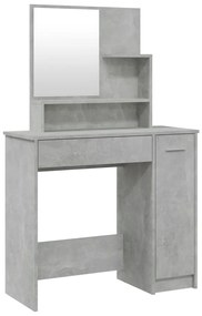 Masa de toaleta cu oglinda, gri beton, 86,5x35x136 cm Gri beton