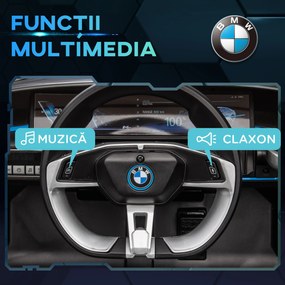 Mașină electrică pentru copii 3-8 ani cu licență BMW cu telecomandă, claxon și faruri, 115x67x45cm negru-roșu-albastru deschis HOMCOM | Aosom Romania