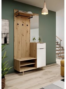 Panou pentru hol cu oglindă SVEN maro/alb