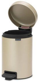 Cos de gunoi cu pedala Brabantia NewIcon 1003195, 3 L, Inchidere lina, Baza antiderapanta, Auriu metalic