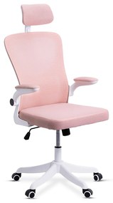 Scaun ergonomic OFF 336 roz, spătar înalt și brațe rabatabile