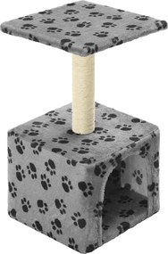 vidaXL Ansamblu pisici, stâlp funie sisal, gri, 55 cm, imprimeu lăbuțe